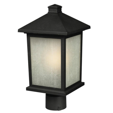 Z-Lite Holbrook 1-Light Large Outdoor Post Mount Fixture - 120V - Black / White Seedy