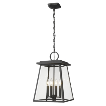 Z-Lite Broughton 4-Light Large Outdoor Pendant - 120V - Black