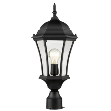 Z-Lite Wakefield 1-Light Medium Outdoor Post Mount Fixture - 120V - Black / Clear Beveled