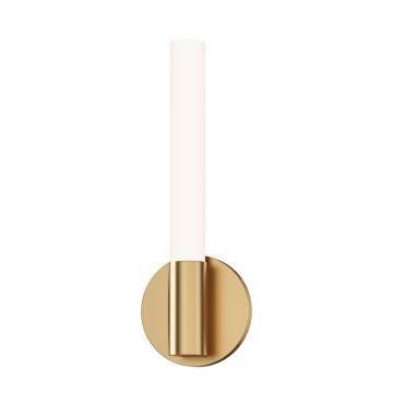 Maxim Lighting Tubi 14" LED Wall Sconce - 1,100 Lumens - 16W - CCT Selectable - 120V - Natural Aged Brass - White Glass