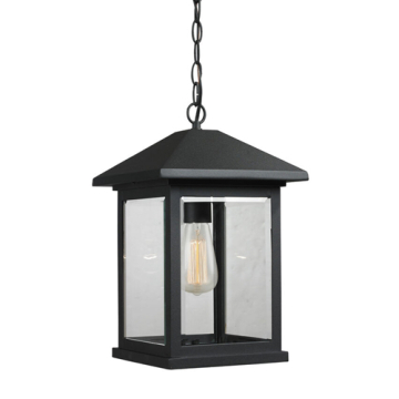 Z-Lite Portland 10" 1-Light Outdoor Pendant - 120V - Black