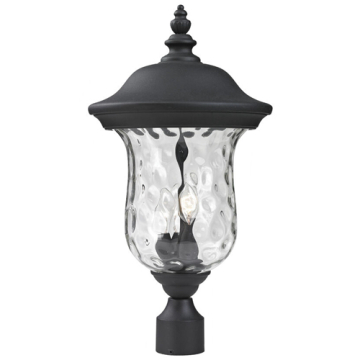 Z-Lite Armstrong 3-Light Outdoor Post Mount Fixture - 120V - Black / Clear Waterglass