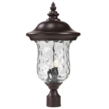 Z-Lite Armstrong 3-Light Outdoor Post Mount Fixture - 120V - Bronze / Clear Waterglass