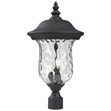 Z-Lite Armstrong 2-Light Outdoor Post Mount Fixture - 120V - Black / Clear Waterglass