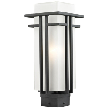 Z-Lite Abbey 1-Light Medium Outdoor Square Post Mount Fixture - 120V - Black / Matte Opal