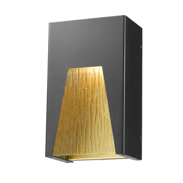 Z-Lite Millenial 10" 1-Light LED Outdoor Wall Sconce - 3000K - 120V - Black / Gold / Chisel