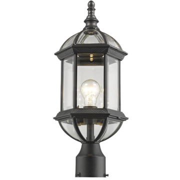 Z-Lite Annex 1-Light Outdoor Post Mount Fixture - 120V - Black / Clear Beveled