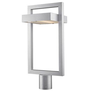 Z-Lite Luttrel 1-Light LED Outdoor Round Post Mount Fixture - 120V - Silver / Frosted
