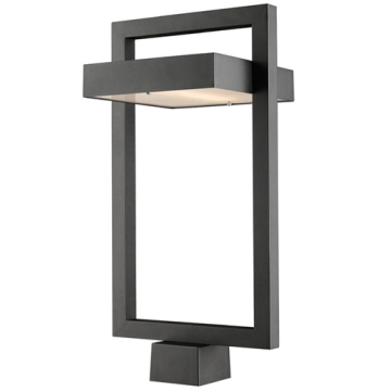 Z-Lite Luttrel 1-Light LED Outdoor Square Post Mount Fixture - 120V - Black / Frosted