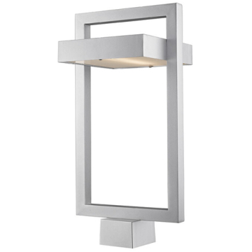 Z-Lite Luttrel 1-Light LED Outdoor Square Post Mount Fixture - 120V - Silver / Frosted
