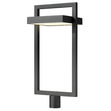 Z-Lite Luttrel 1-Light LED Outdoor Round Post Mount Fixture - 120V - Black / Sand Blast