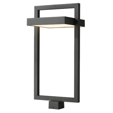 Z-Lite Luttrel 1-Light LED Outdoor Square Post Mount Fixture - 120V - Black / Sand Blast