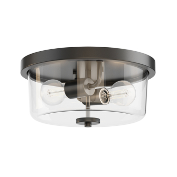 Maxim Lighting Fuller 2-Light Flush Mount - 120V - Black - Clear Glass