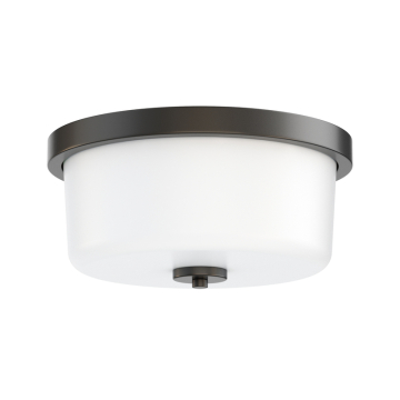 Maxim Lighting Fuller 2-Light Flush Mount - 120V - Black - White Glass