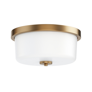 Maxim Lighting Fuller 2-Light Flush Mount - 120V - Natural Aged Brass - White Glass