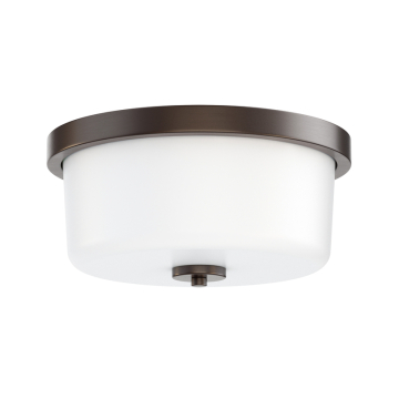 Maxim Lighting Fuller 2-Light Flush Mount - 120V - Oil Rubbed Bronze - White Glass