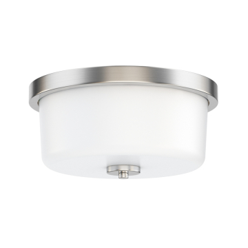 Maxim Lighting Fuller 2-Light Flush Mount - 120V - Satin Nickel - White Glass