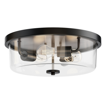 Maxim Lighting Fuller 3-Light Flush Mount - 120V - Black - Clear Glass