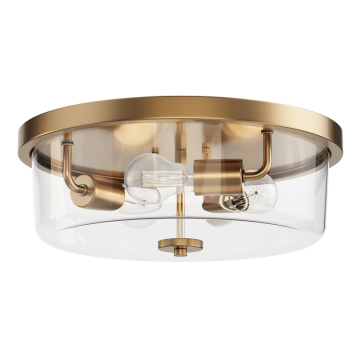 Maxim Lighting Fuller 3-Light Flush Mount - 120V - Natural Aged Brass - Clear Glass