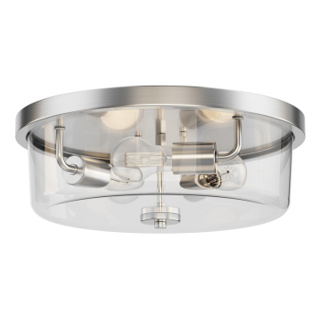 Maxim Lighting Fuller 3-Light Flush Mount - 120V - Satin Nickel - Clear Glass
