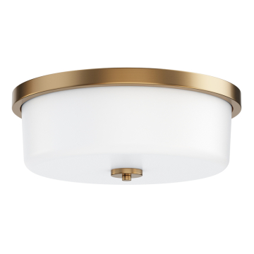 Maxim Lighting Fuller 3-Light Flush Mount - 120V - Natural Aged Brass - White Glass