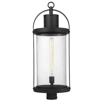 Z-Lite Roundhouse 1-Light Extra Large Outdoor Post Mount Fixture - 120V - Black / Clear Seedy
