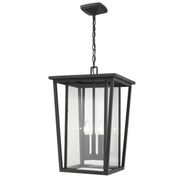 Z-Lite Seoul 21" 3-Light Outdoor Pendant - 120V - Black
