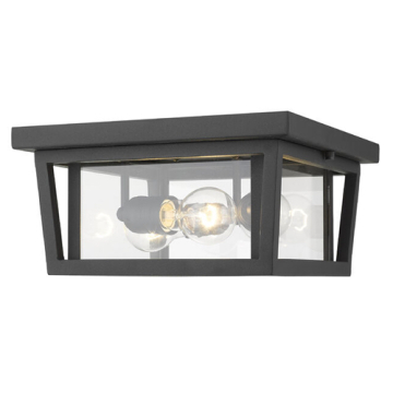 Z-Lite Seoul 12" 3-Light Outdoor Flush Mount - 120V - Black