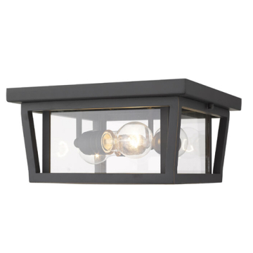 Z-Lite Seoul 12" 3-Light Outdoor Flush Mount - 120V - Oil Rubbed Bronze
