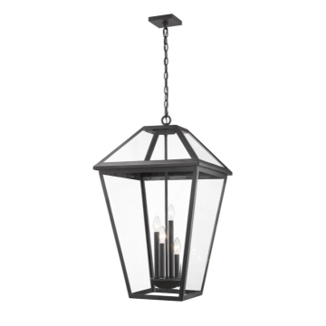 Z-Lite Talbot 4-Light Outdoor Chain Mount Ceiling Fixture - 120V - Black / Clear Beveled