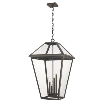 Z-Lite Talbot 4-Light Outdoor Chain Mount Ceiling Fixture - 120V - Oil Rubbed Bronze / Seedy