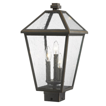 Z-Lite Talbot 3-Light Large Outdoor Square Post Mount Fixture - 120V - Oil Rubbed Bronze / Seedy