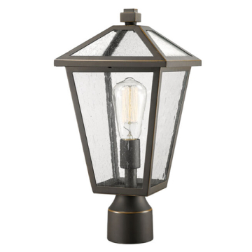 Z-Lite Talbot 1-Light Outdoor Round Post Mount Fixture - 120V - Oil Rubbed Bronze / Seedy