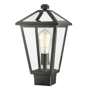 Z-Lite Talbot 1-Light Outdoor Square Post Mount Fixture - 120V - Black / Clear Beveled