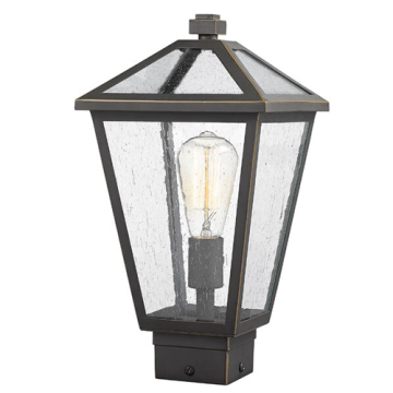 Z-Lite Talbot 1-Light Outdoor Square Post Mount Fixture - 120V - Oil Rubbed Bronze / Seedy