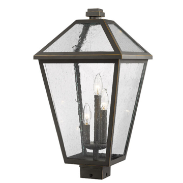 Z-Lite Talbot 3-Light Extra Large Outdoor Square Post Mount Fixture - 120V - Oil Rubbed Bronze / Seedy