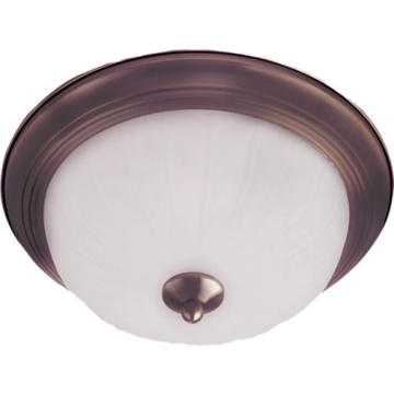 Maxim Lighting Essentials 14" 2-Light Flush Mount - Ribbed Frosted Glass Shade - 120V - Oil Rubbed Bronze