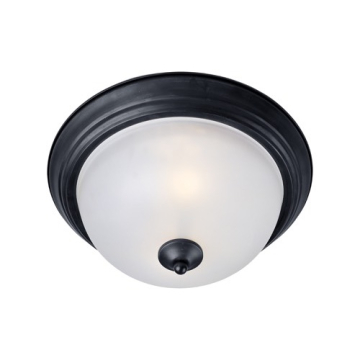 Maxim Lighting Essentials 14" 2-Light Flush Mount - Frosted Glass Shade - 120V - Black