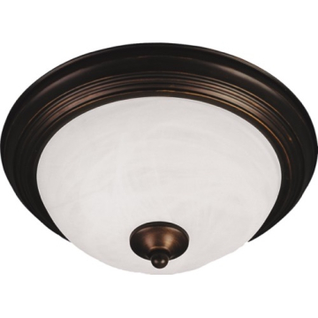 Maxim Lighting Essentials 14" 2-Light Flush Mount - Marble Glass Shade - 120V - Oil Rubbed Bronze