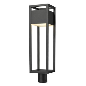 Z-Lite Barwick 1-Light LED Large Outdoor Round Post Mount Fixture - 120V - Black / Etched