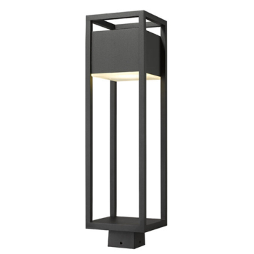 Z-Lite Barwick 1-Light LED Large Outdoor Square Post Mount Fixture - 120V - Black / Etched