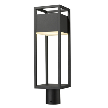 Z-Lite Barwick 1-Light LED Medium Outdoor Round Post Mount Fixture - 120V - Black / Etched