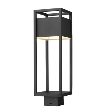 Z-Lite Barwick 1-Light LED Medium Outdoor Square Post Mount Fixture - 120V - Black / Etched