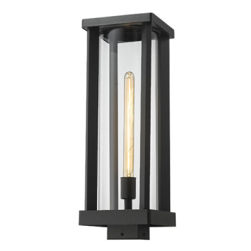 Z-Lite Glenwood 1-Light Large Outdoor Square Post Mount Fixture - 120V - Black / Clear