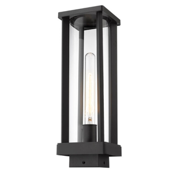 Z-Lite Glenwood 1-Light Medium Outdoor Square Post Mount Fixture - 120V - Black / Clear