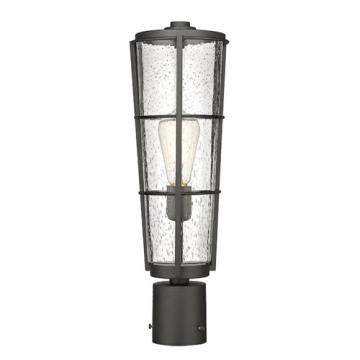 Z-Lite Helix 1-Light Large Outdoor Round Post Mount Fixture - 120V - Black / Clear Seedy