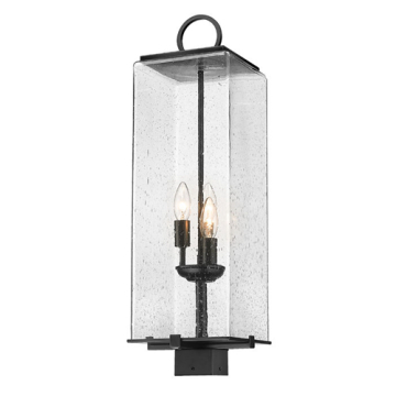 Z-Lite Sana 3-Light Outdoor Square Post Mount Fixture - 120V - Black / Seedy