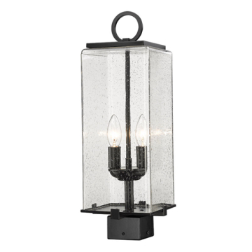 Z-Lite Sana 2-Light Outdoor Square Post Mount Fixture - 120V - Black / Seedy