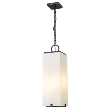 Z-Lite Sana 3-Light Outdoor Pendant - 120V - Black / White Opal