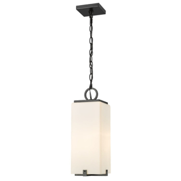 Z-Lite Sana 1-Light Outdoor Pendant - 120V - Black / White Opal